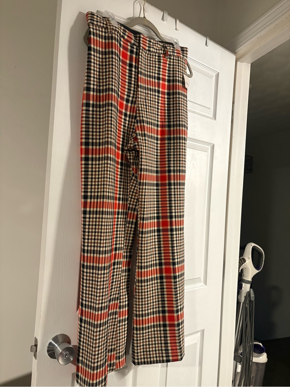 NWT Free People Jules plaid flared trousers size 12